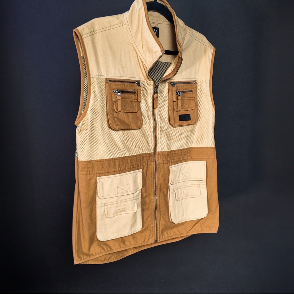 Tan and Brown Utility Vest